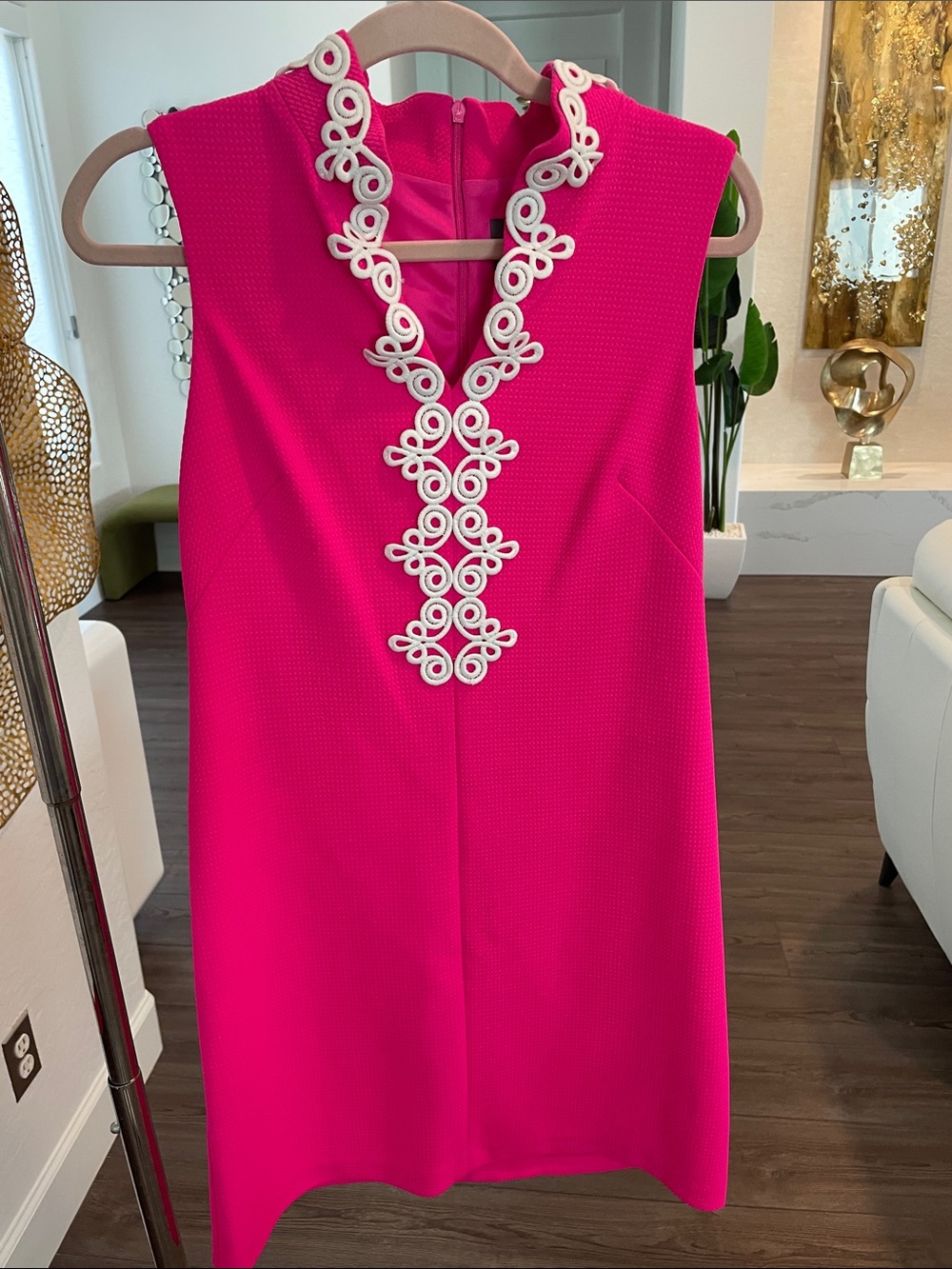 Vince Camuto Hot Pink Sleeveless Tunic with White Decorative Trim